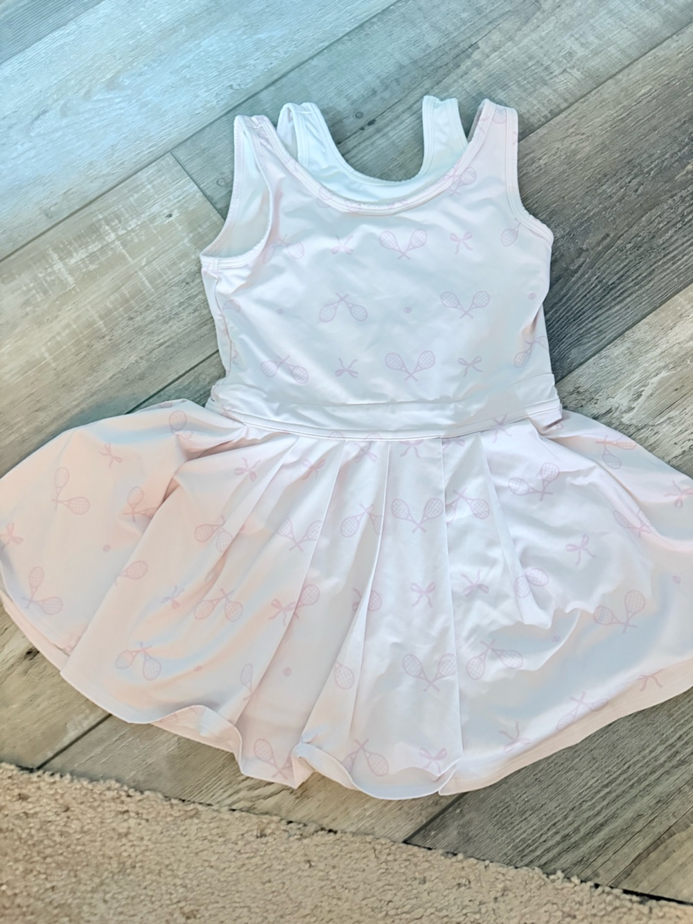 Girls' Light Pink Tennis-Print Skater Dress
